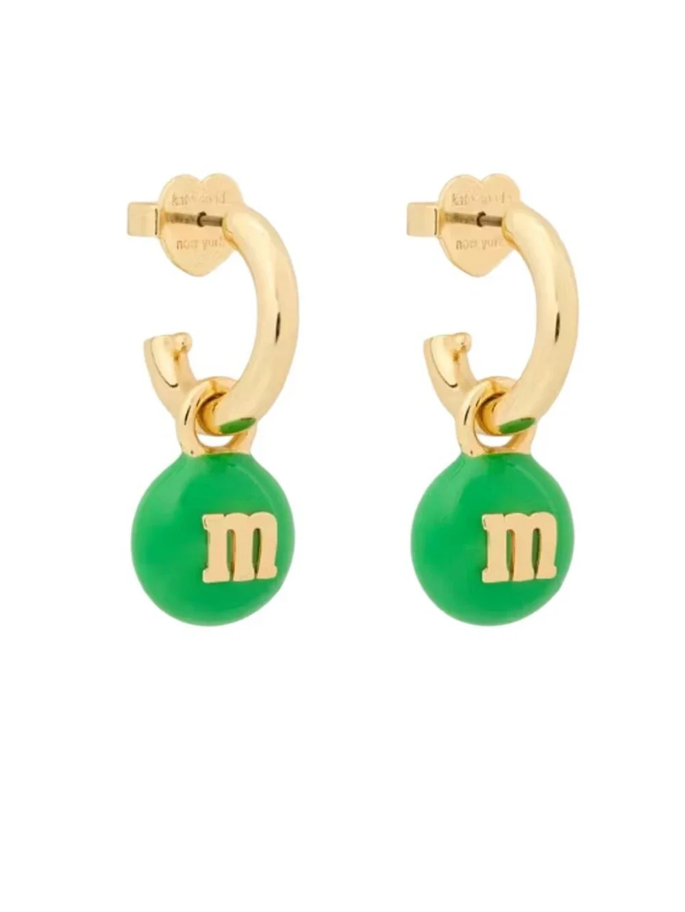 M&M's x Kate Spade New York Green Charm Gold Earrings And Necklace Set